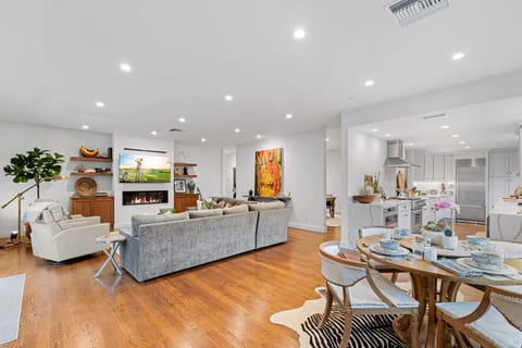 Living Room with a Gas Fireplace and Smart TV