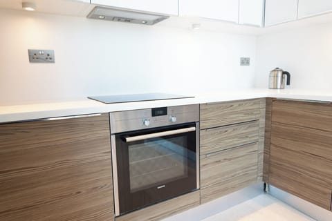 Luxury Apartment, River View | Private kitchen | Full-size fridge, microwave, oven, stovetop