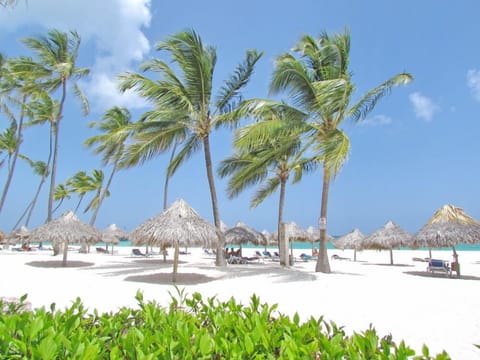 Private beach, white sand, sun loungers, beach umbrellas