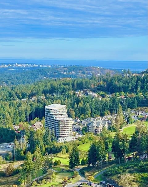 View of One Bear Mountain resort-style condo on Bear Mountain from Mt. Finlayson