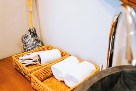 Deluxe Double Room, Balcony, Pool View | Bathroom | Separate tub and shower, free toiletries, hair dryer, bathrobes