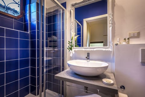 Shower, free toiletries, hair dryer, bidet