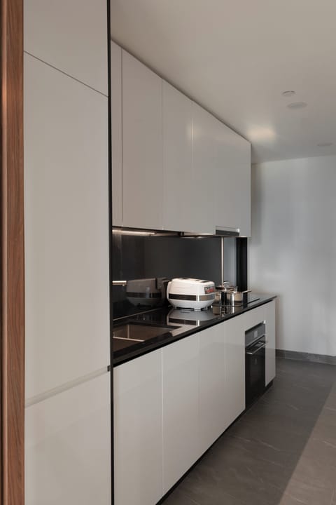 Deluxe Apartment, 4 Bedrooms, Balcony, City View | Private kitchen | Full-size fridge, microwave, oven, stovetop