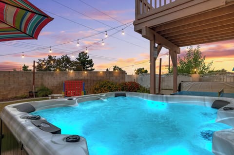 The Backyard: 7 person Spa, Grill, Outdoor Seating