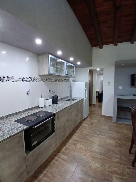 Family Cabin | Private kitchen | Fridge, microwave, oven, toaster