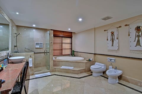 Executive Suite | Bathroom | Combined shower/tub, free toiletries, hair dryer, bathrobes