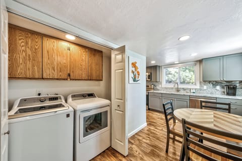 Washer and dryer off of the kitchen makes cleaning up clothes quick and easy
