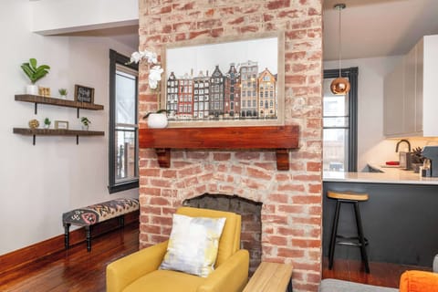 Curl up in the chic living room & stream your favorites on the smart TV