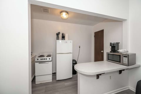 The efficient, open kitchen offers ample space & all the comforts of home