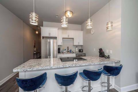 Counter seating is available for 4 off the modern kitchen