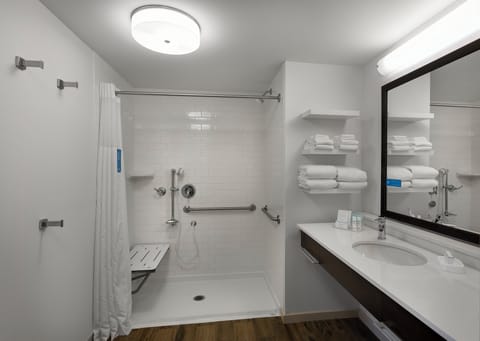 Room, 2 Queen Beds, Accessible (Roll In Shower) | Bathroom | Combined shower/tub, free toiletries, towels