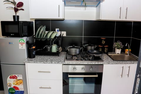 Luxury Apartment | Private kitchen | Full-size fridge, microwave, oven, coffee grinder