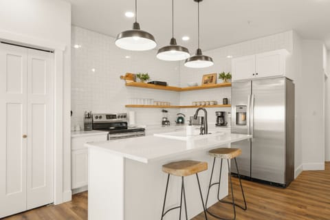 The kitchen is equipped with all the cookware, cutlery & appliances you need.