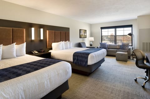 Junior Suite, 2 Queen Beds | Premium bedding, in-room safe, desk, iron/ironing board