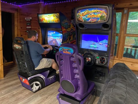 Two racing simulators and a multi-cade arcade system