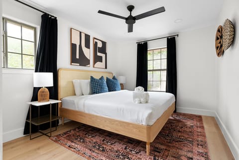 Beautiful room featuring king-sized bed 