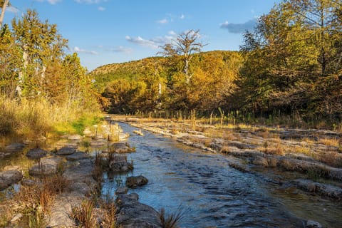 Just steps away from the cabin, the serene Blanco River invites you to relax by its gentle flow.