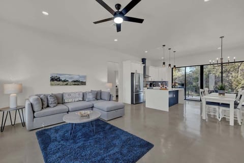 The open floor plan is both spacious yet cozy.