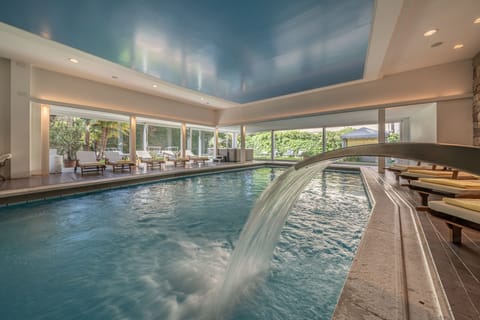 Indoor pool, open 7:00 AM to 7:00 PM, sun loungers