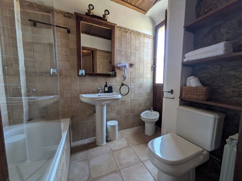 Double Room, Mountain View | Bathroom | Hair dryer, towels, soap, shampoo