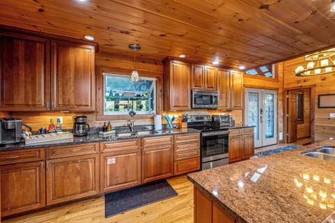 With ample countertop space and sleek stainless steel appliances, our kitchen is a chef's dream come true.