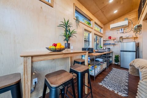 Dine in on our bar table with 4 bar stools.