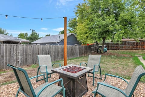 Fire pit and outdoor chairs