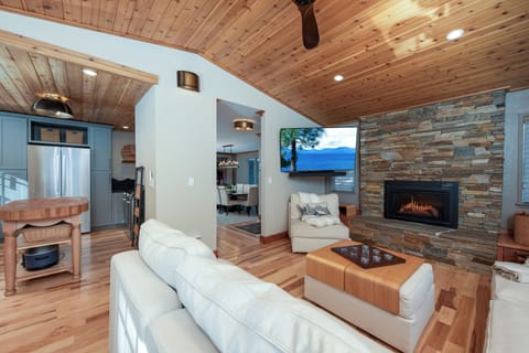 kitchen and living room area