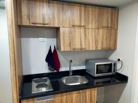 Elite Studio | Private kitchen | Full-size fridge, microwave, oven, stovetop