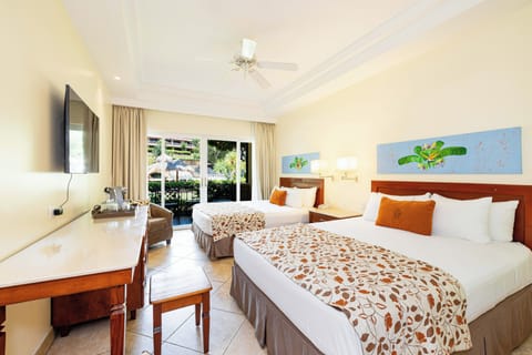 Family Pool View Queen Beds | Premium bedding, minibar, in-room safe, individually decorated