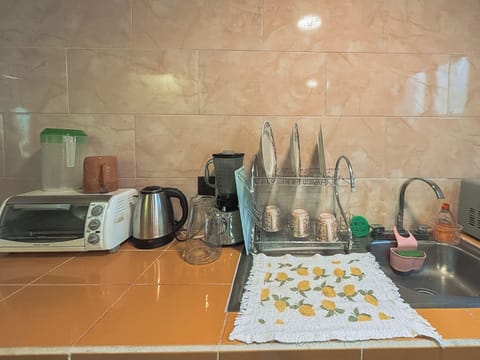 Family Apartment, Garden View | Private kitchen | Fridge, microwave, oven, electric kettle