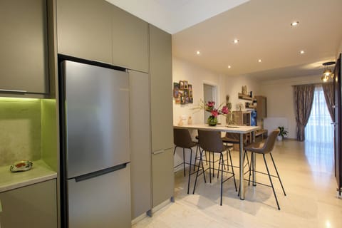 Family Apartment | Private kitchen | Full-size fridge, microwave, oven, stovetop
