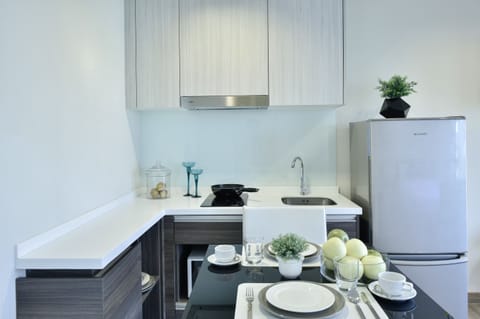 Superior Studio | Private kitchenette | Full-size fridge, microwave, stovetop, cookware/dishes/utensils