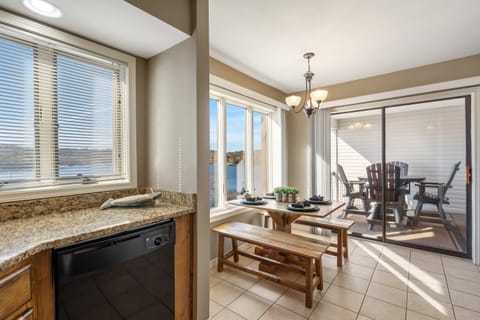 The kitchen offers ample storage & all the comforts of home