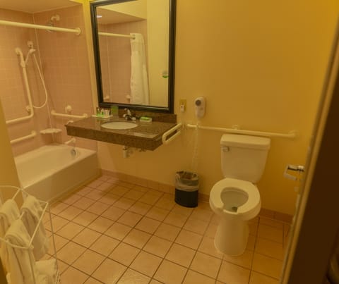 Room, 1 Queen Bed, Accessible, Bathtub (Hearing, Mobility) | Bathroom | Free toiletries, hair dryer, towels