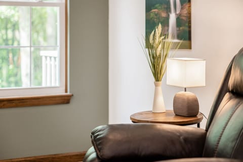 Tranquil office with desk, ideal for remote work or focused activities.