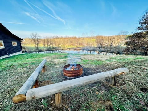Fire pit overlooking the pond