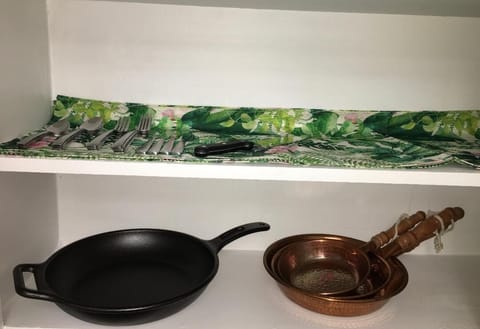 Stocked Kitchen, Cast Iron, Copper Pots and Pans Included for Use