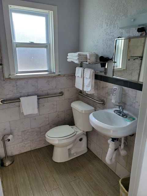 Room, 1 Queen Bed, Accessible | Bathroom | Shower, hair dryer, towels