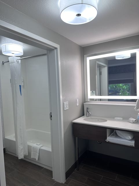 One king studio sofabed nonsmoke | Bathroom | Combined shower/tub, hydromassage showerhead, free toiletries