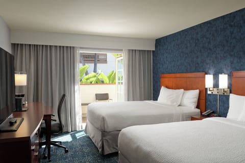 Deluxe Room, 2 Queen Beds (Patio) | Premium bedding, down comforters, pillowtop beds, in-room safe