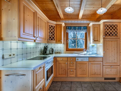 Kitchen, Cabinetry, Wood, Interior Design, Flooring, Countertop, Ceiling, Kitchen Appliance, Floor, Home