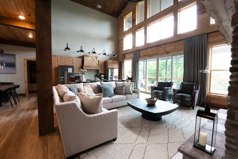 A spacious living and cooking area with luxurious furnishings