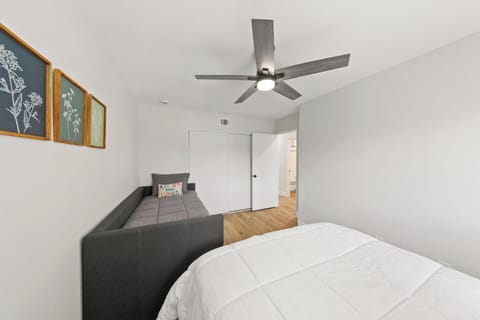 Bedroom with ceiling fans