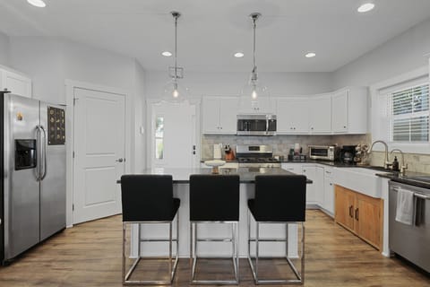 Kitchen island with seating for three