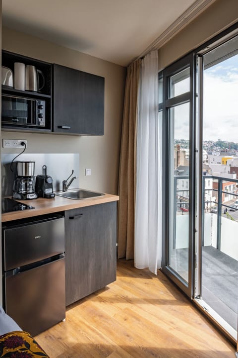 Luxury Studio, Balcony, City View | Private kitchen