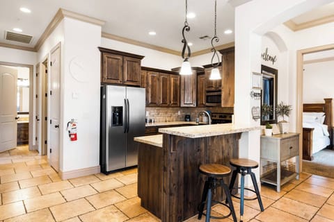 Bar stool seating around the counter