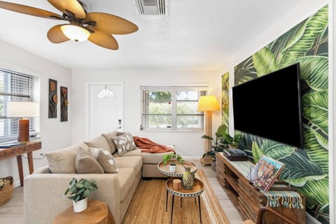 Watch TV, listen to a record, or turn in for the evening in this cozy living space.