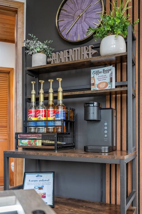 Coffee station to fuel up before you explore w/ Keurig and drip options