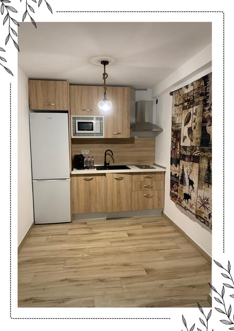 Apartamento Cazorla Natura 3 | Private kitchen | Full-size fridge, microwave, stovetop, cookware/dishes/utensils